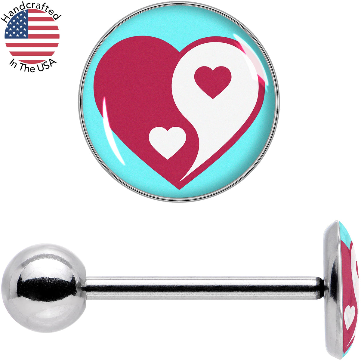 Love Yin Yang Heart Barbell Tongue Ring by Onyx O