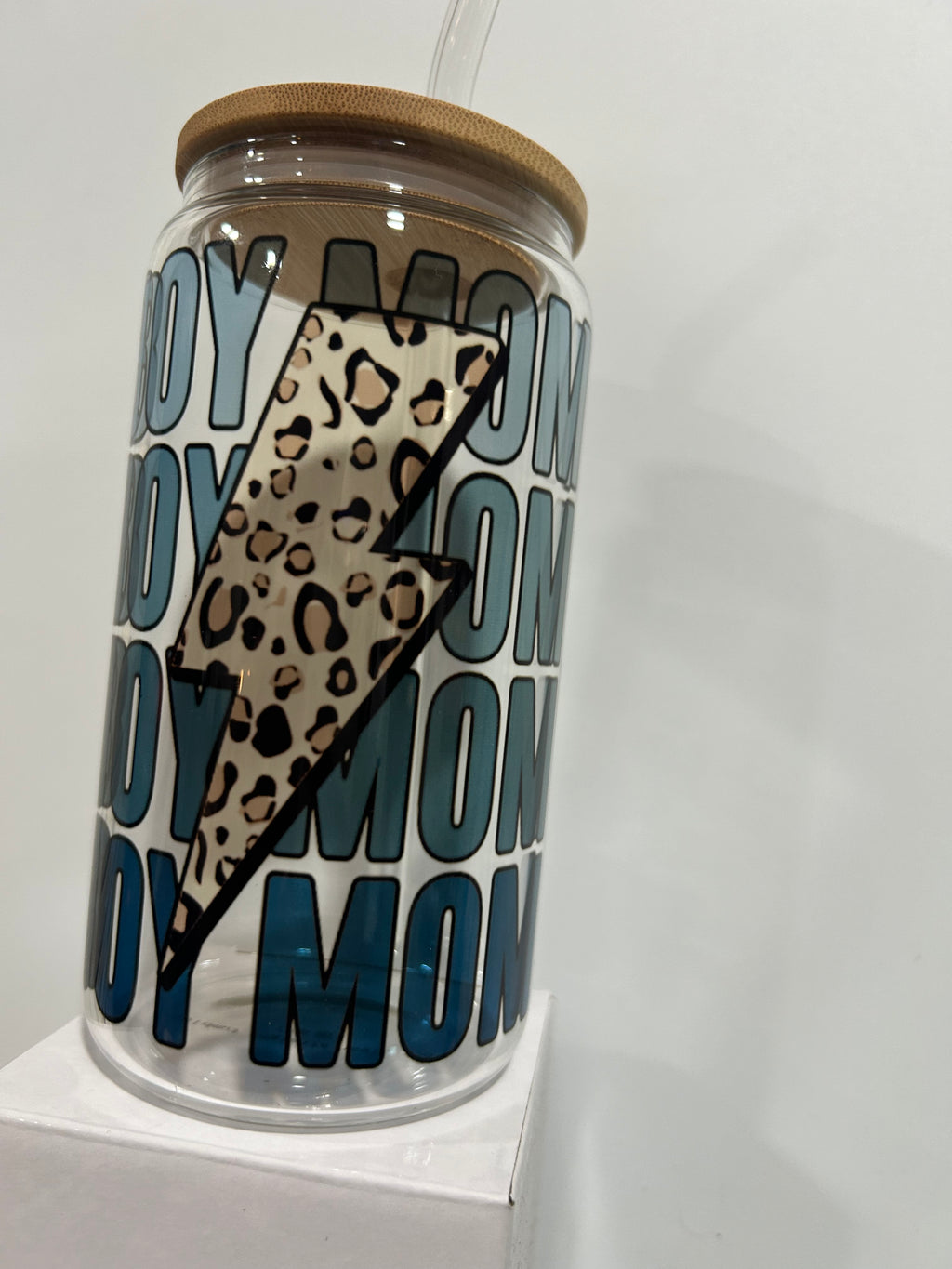 Boy Mom Cheetah bolt 16oz cup