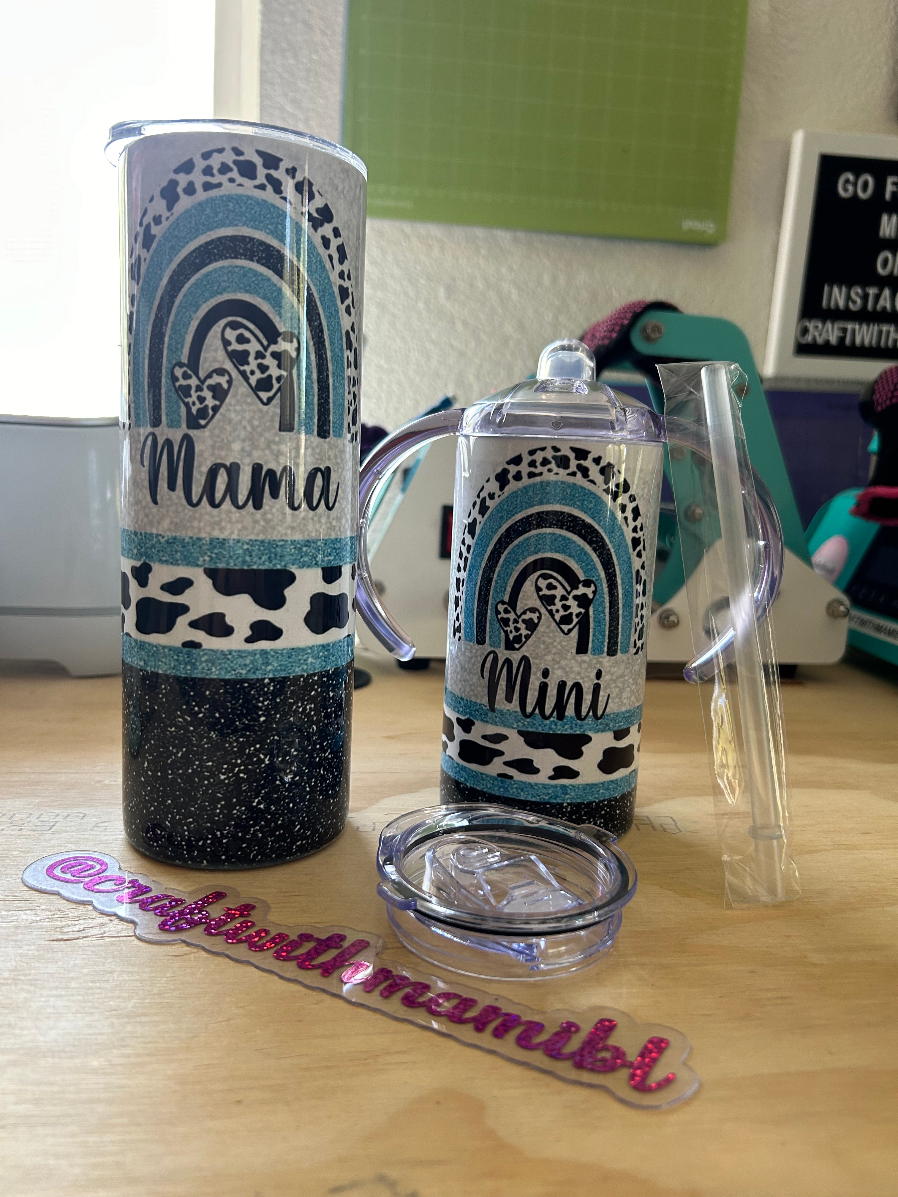 Mama and Mini Cow print Rainbow Tumbler set