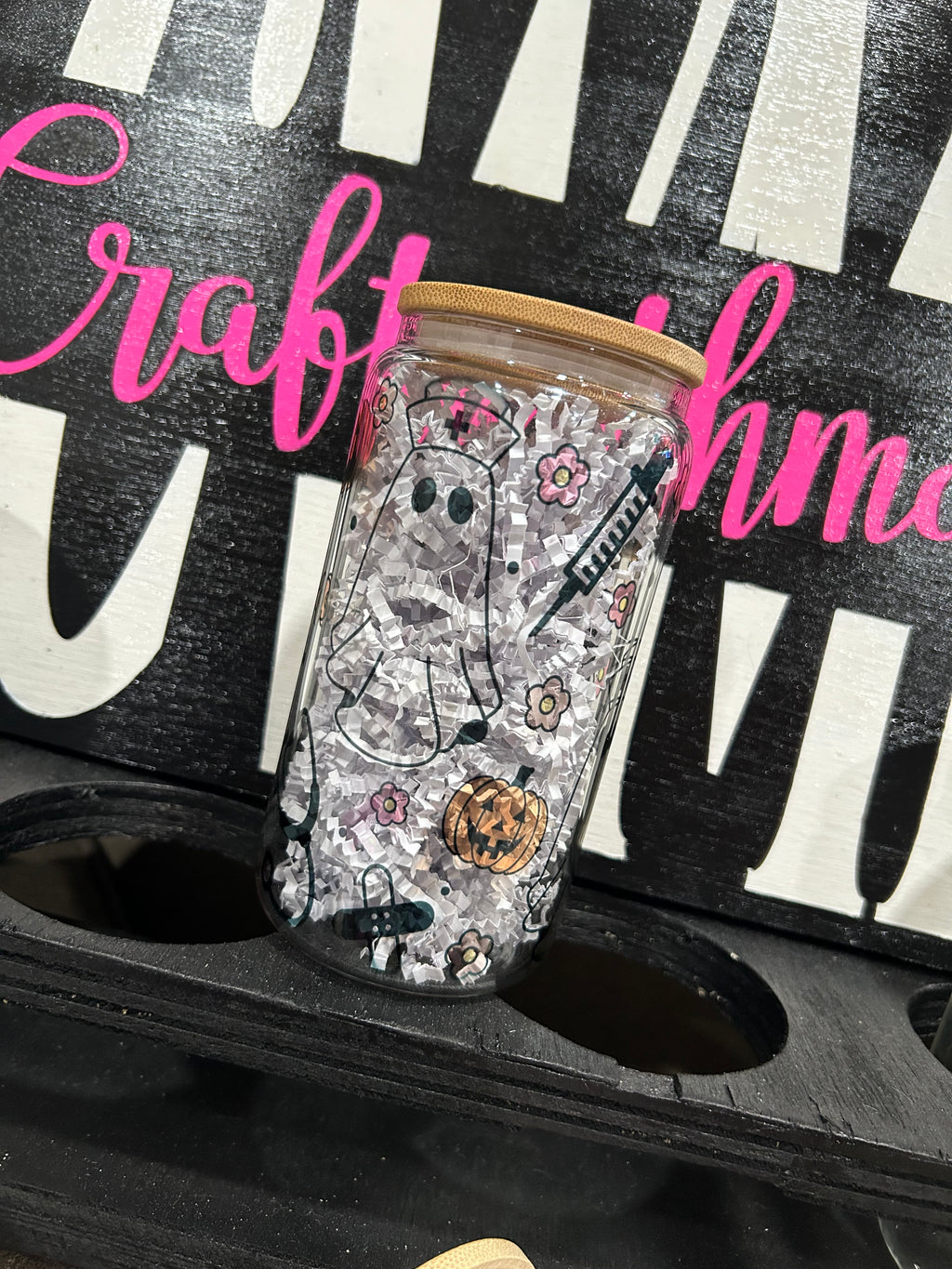 Spooky Nurse 16oz Glass cup