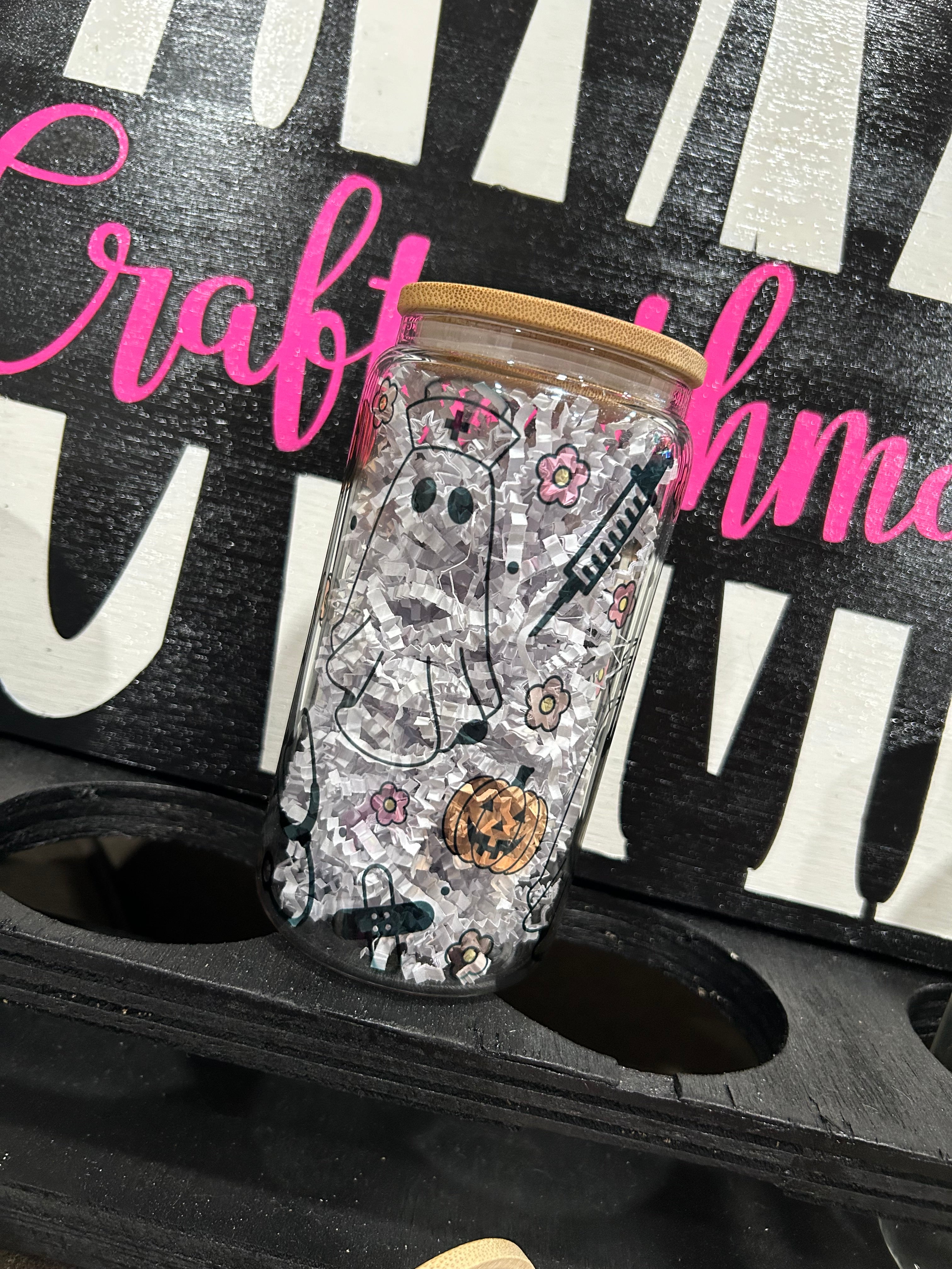 Spooky Nurse 16oz Glass cup