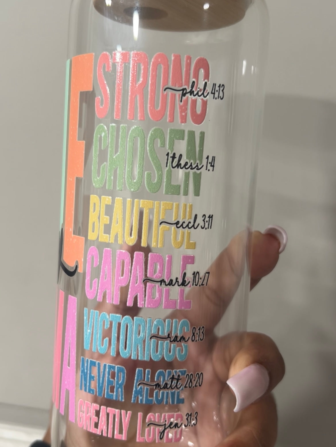 She is Mama Bible verse edition 24oz glass cup