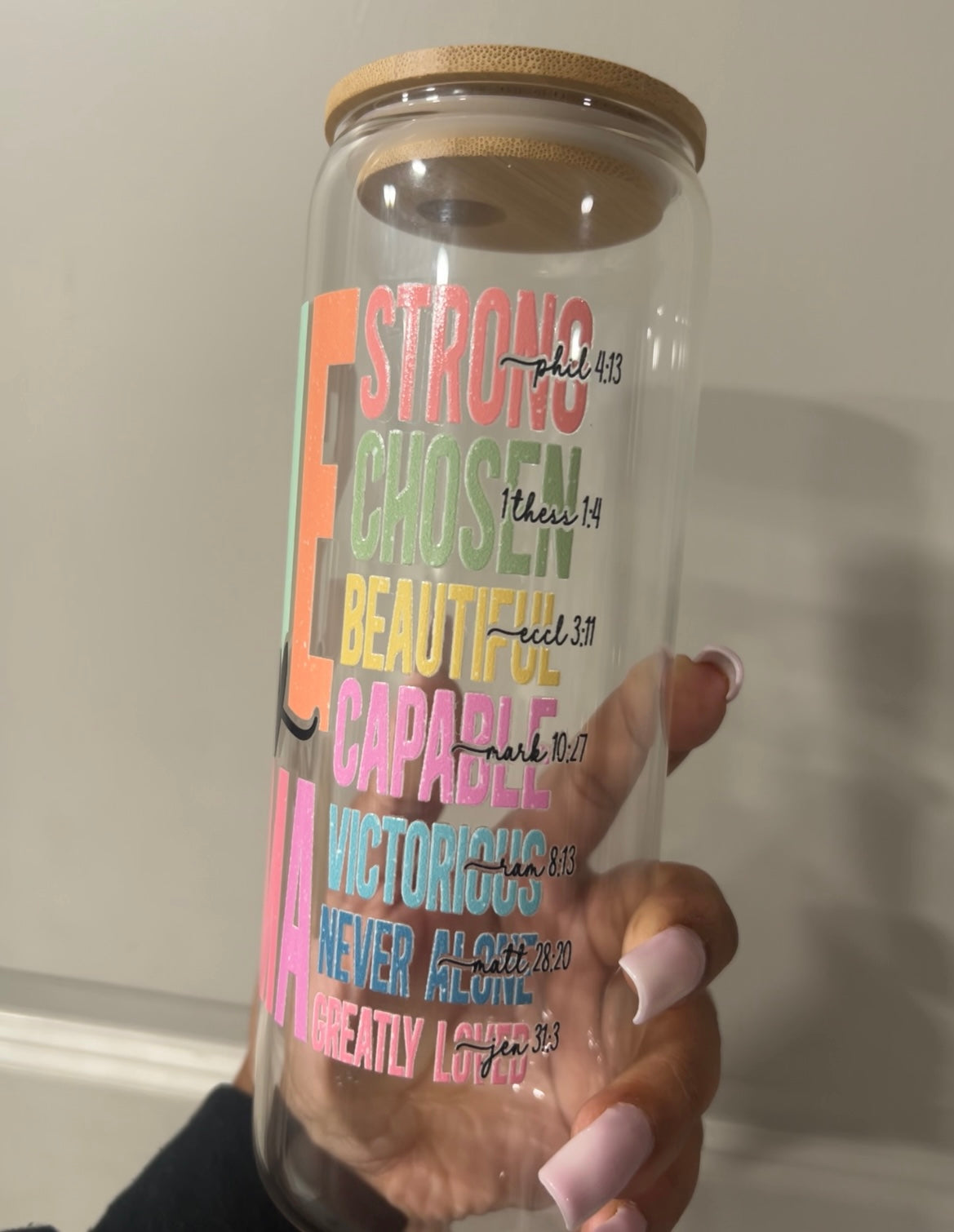 She is Mama Bible verse edition 24oz glass cup