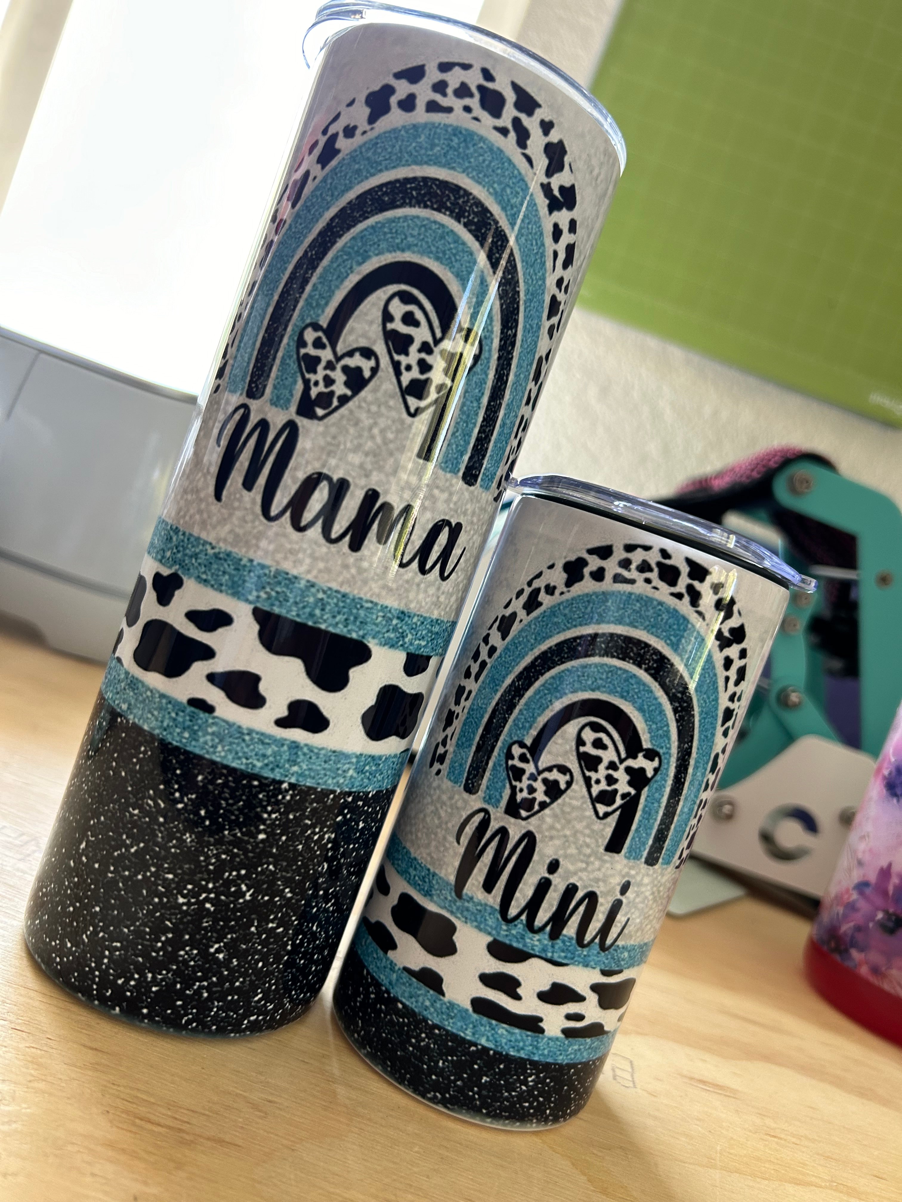 Mama and Mini Cow print Rainbow Tumbler set