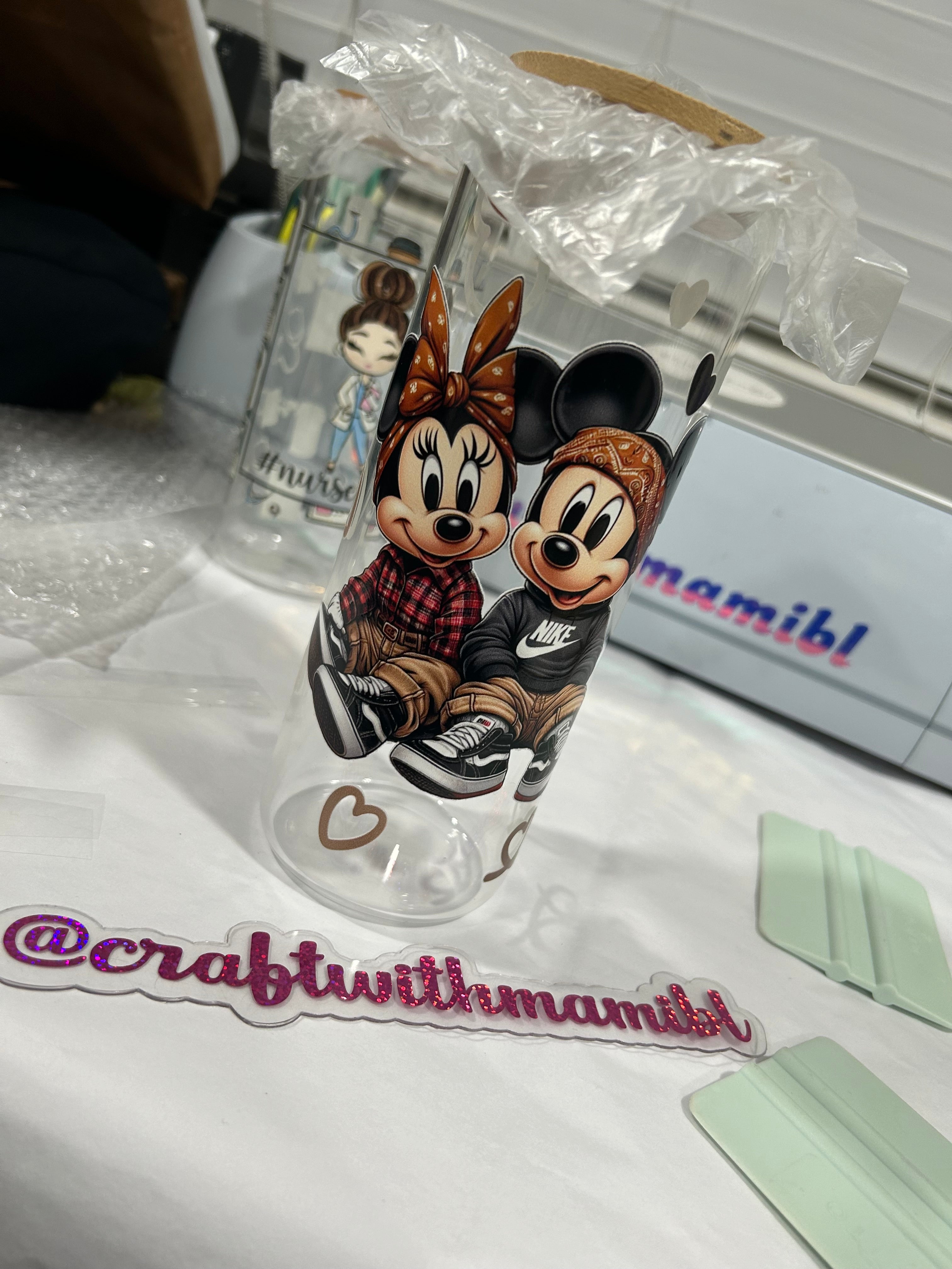 Old School Mouse Love Glass Cups