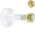 Solid 14K Yellow Gold 2mm Genuine Labradorite Bioplast Push in Monroe
