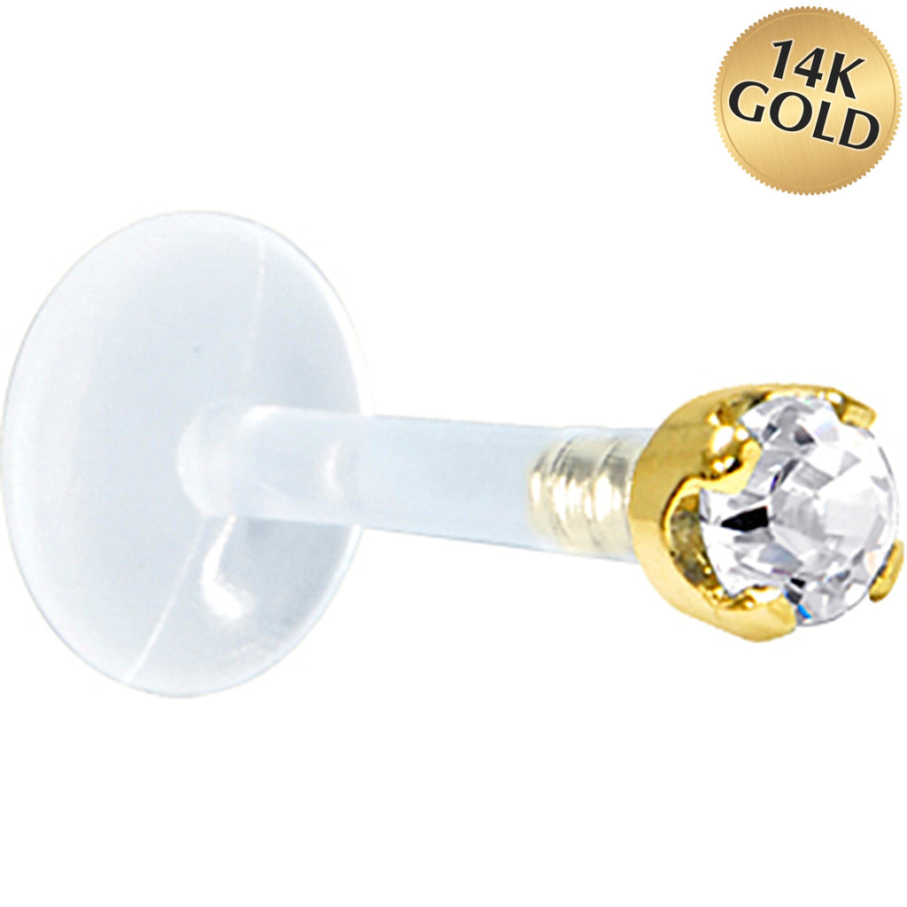 Solid 14K Yellow Gold 1.5mm Genuine Diamond Bioplast Push in Monroe