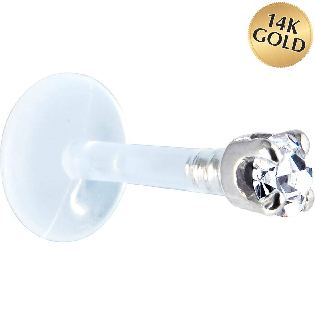 Solid 14K White Gold 1.5mm Genuine Diamond Bioplast Push in Monroe