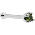 Solid 14K White Gold 1.5mm Genuine Green Diamond Nose Ring