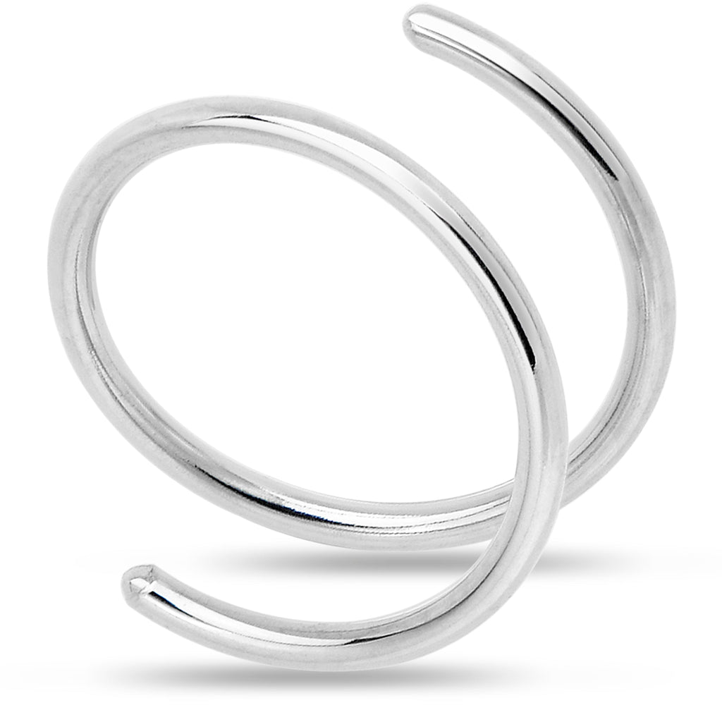 Double Hoop Nose 925 Sterling Silver Spiral Nose Ring 20G 8mm Left