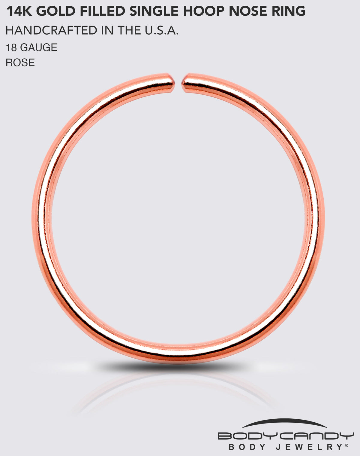 Single Hoop Nose 14k Rose Gold Filled Nose Hoop Ring
