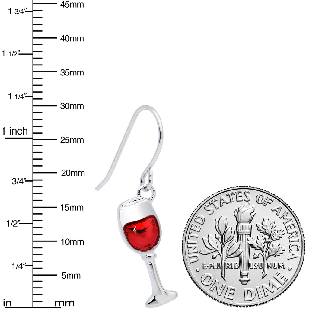 Stainless Steel Red Wine Glass Earrings