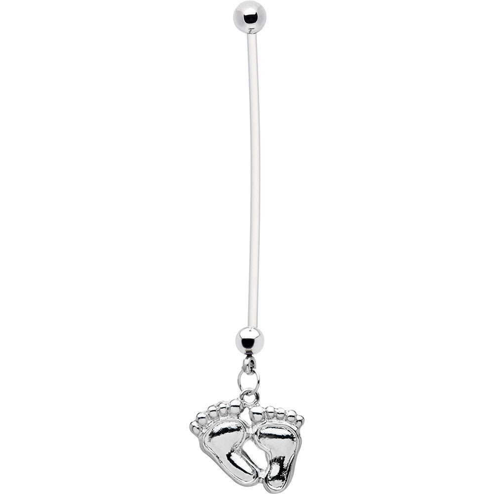 Stainless Steel Baby Foot Prints Pregnant Belly Ring