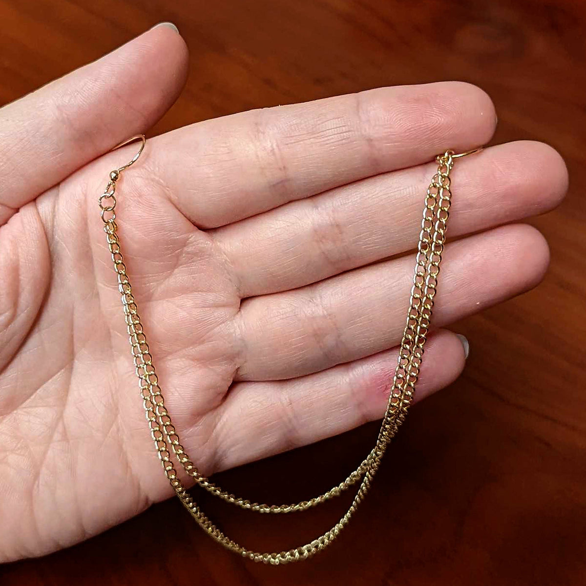 Handcrafted Pirate Booty Gold Plated Ear to Nose Chain 20G 5/16