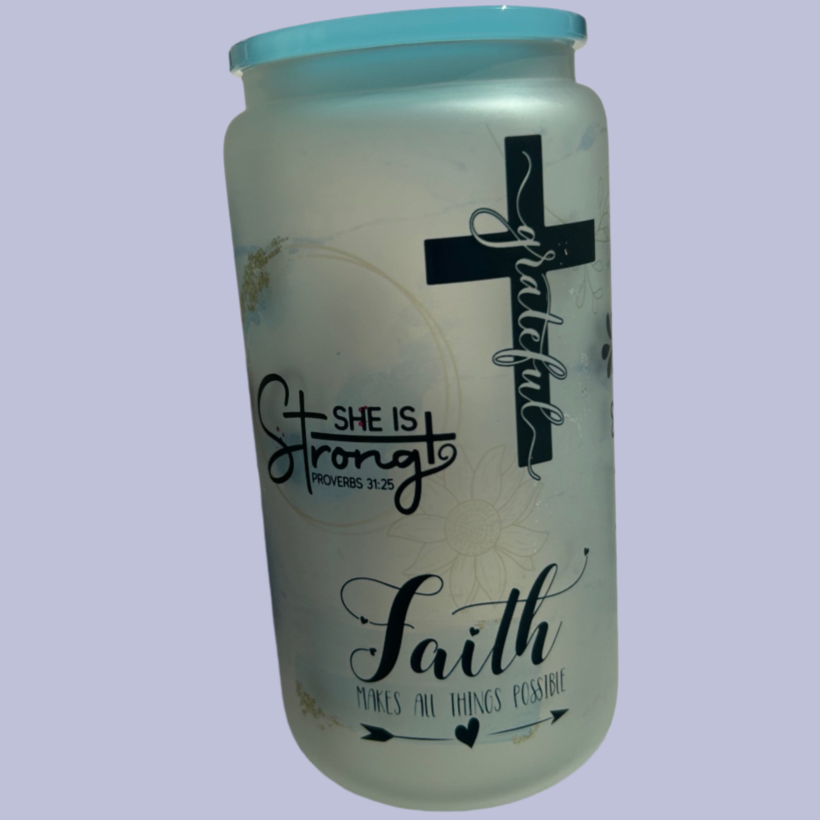 Be still and Know 16oz Frosted glass cup