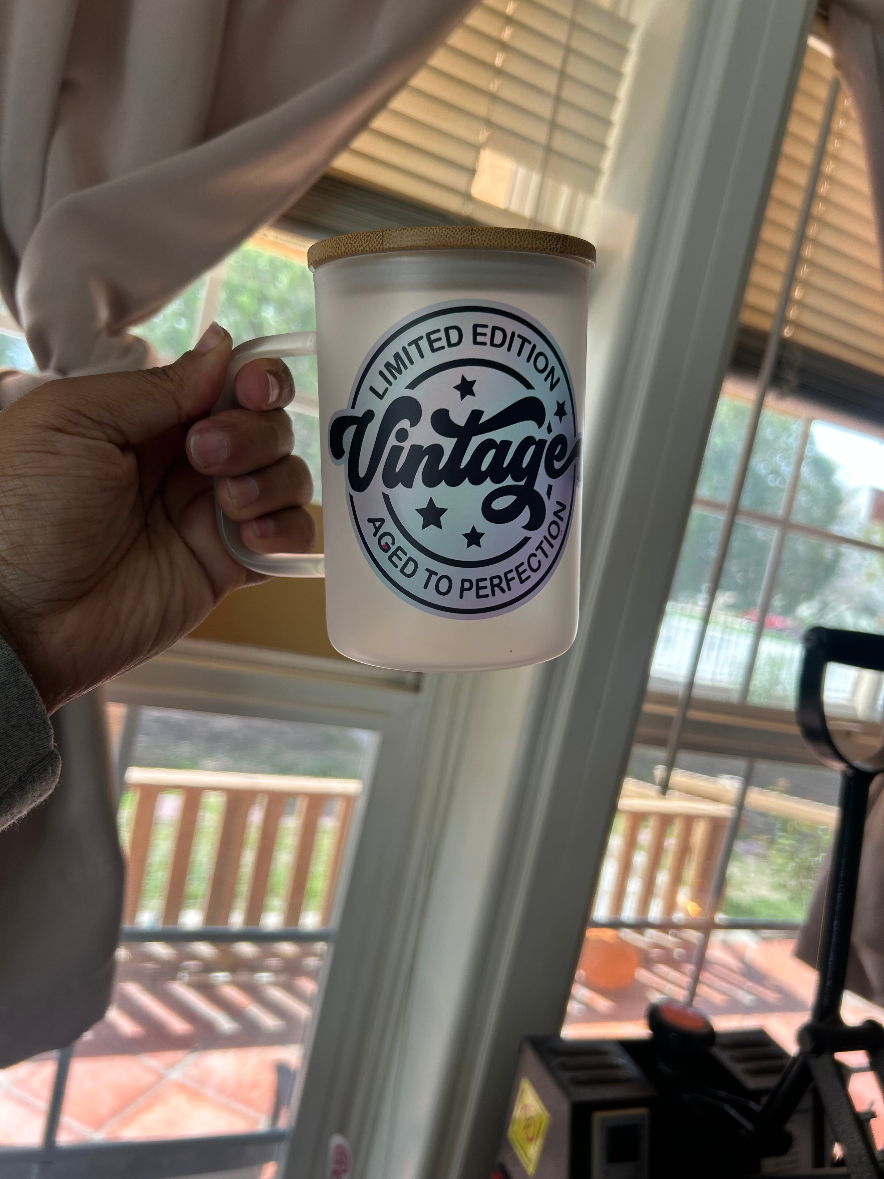 Limited Edition Vintage 16 oz Frosted glass mug