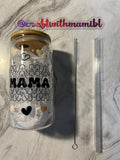 Mama Neutral Hearts 16oz glass cup