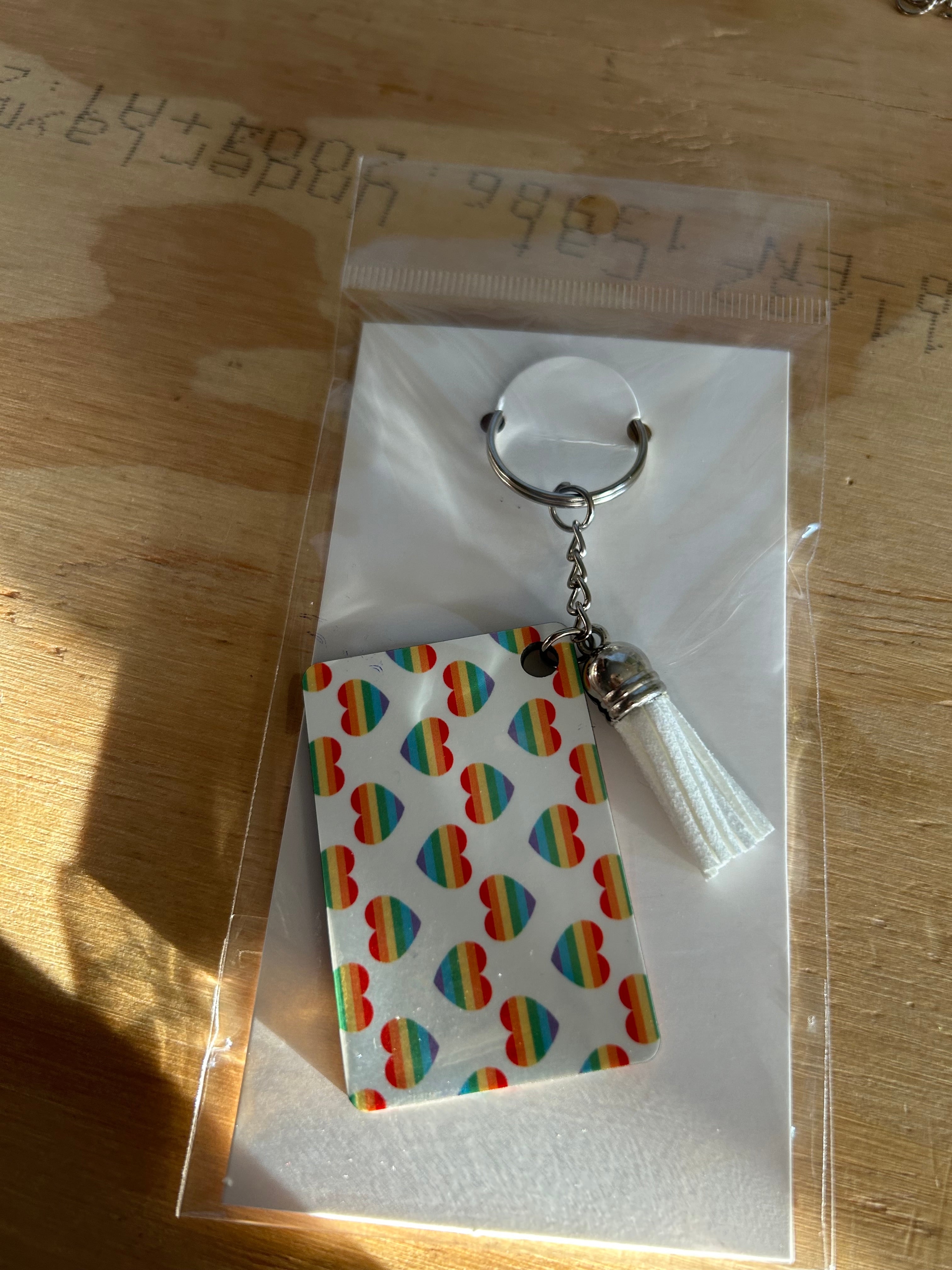 Rainbow Hearts Keychain