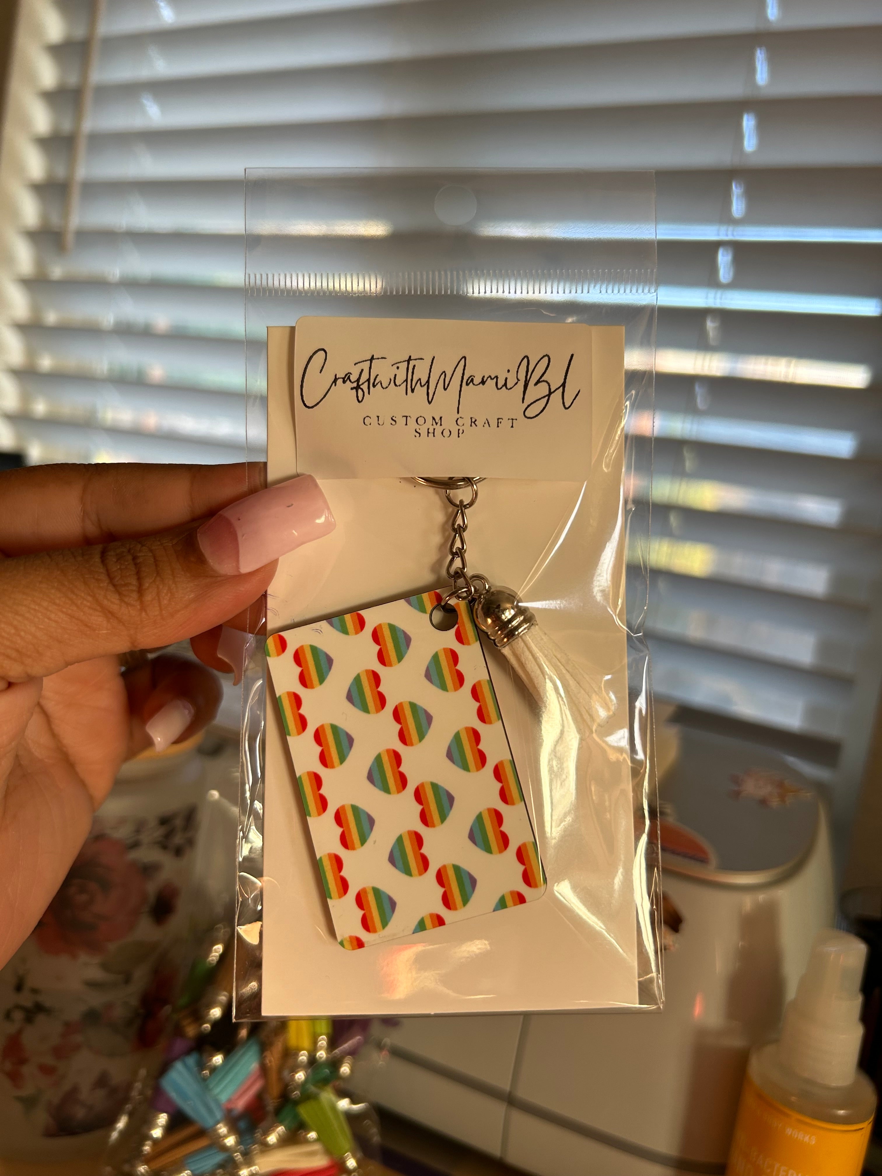 Rainbow Hearts Keychain