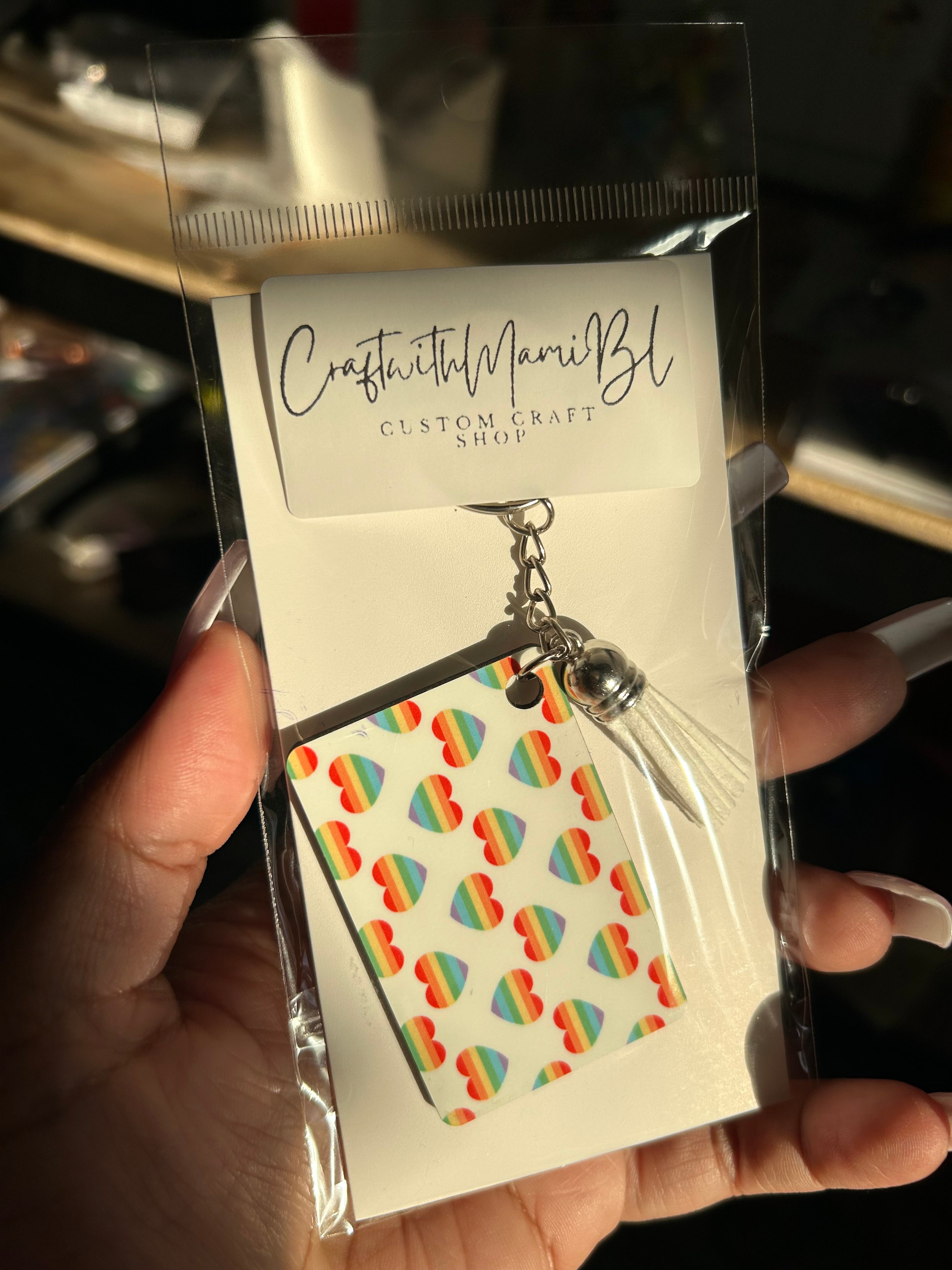 Rainbow Hearts Keychain