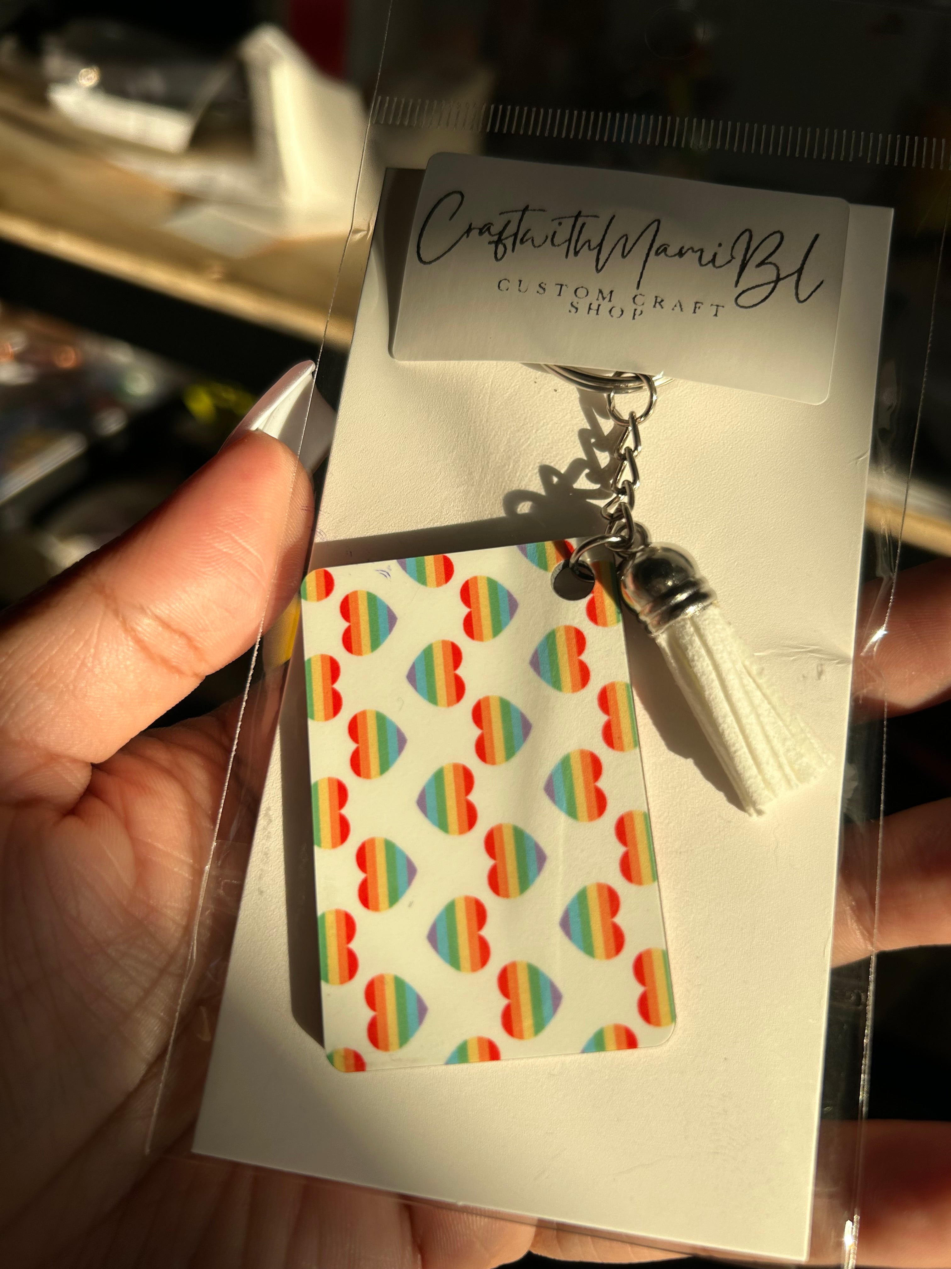 Rainbow Hearts Keychain