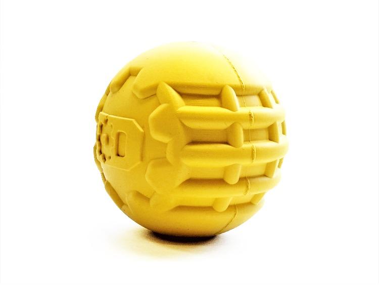 Industrial Dog Ball Rubber Chew Toy for Heavy Chewers | Yellow | USA Made | SodaPup
