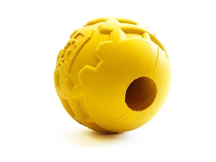 Industrial Dog Ball Rubber Chew Toy for Heavy Chewers | Yellow | USA Made | SodaPup