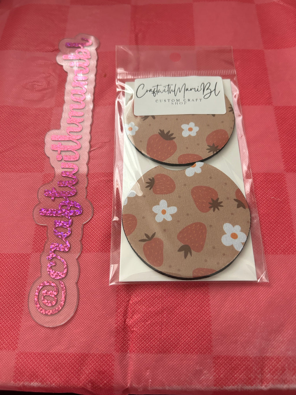 Nude Strawberry and flower Car Coasters