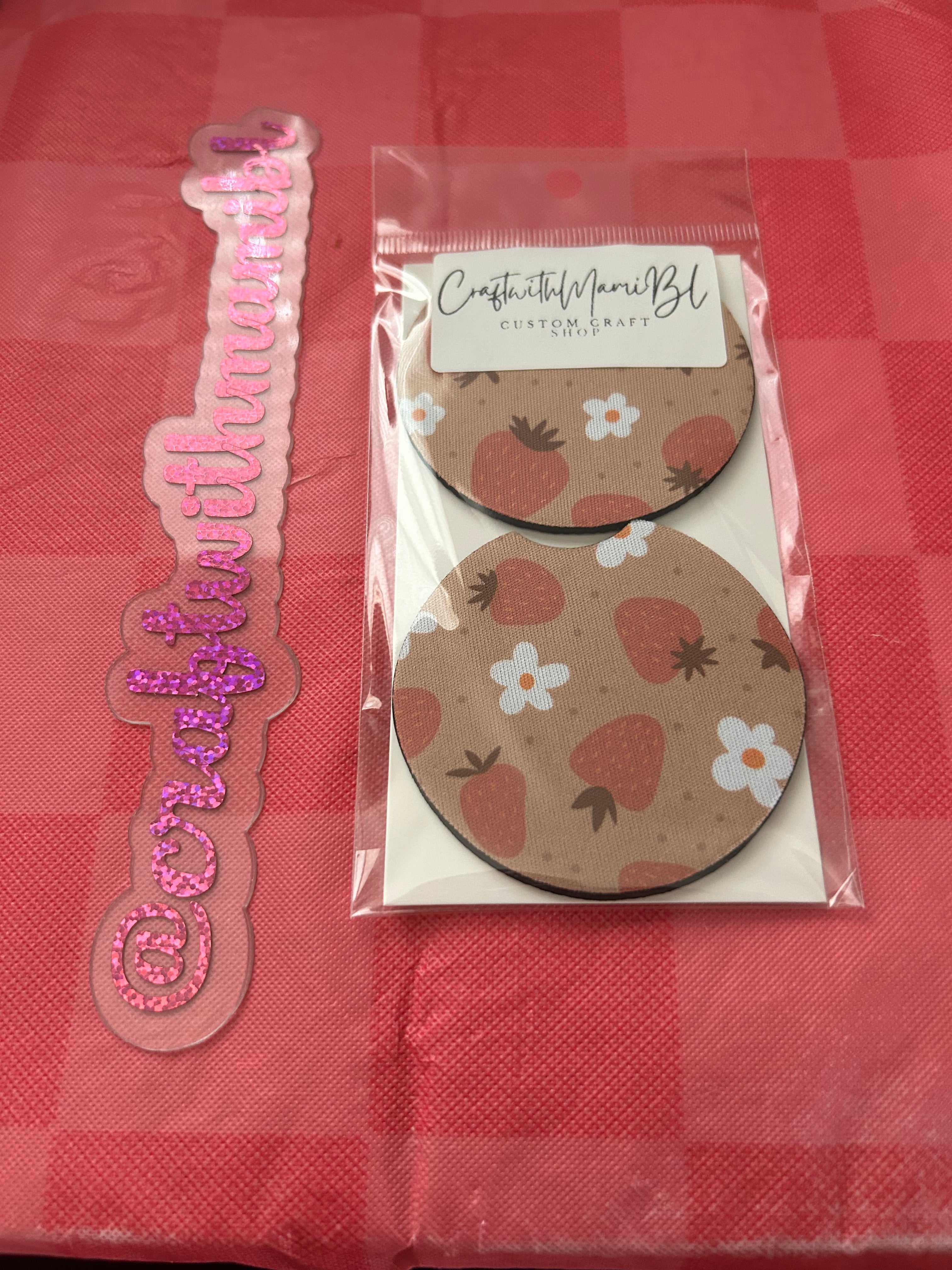 Nude Strawberry and flower Car Coasters