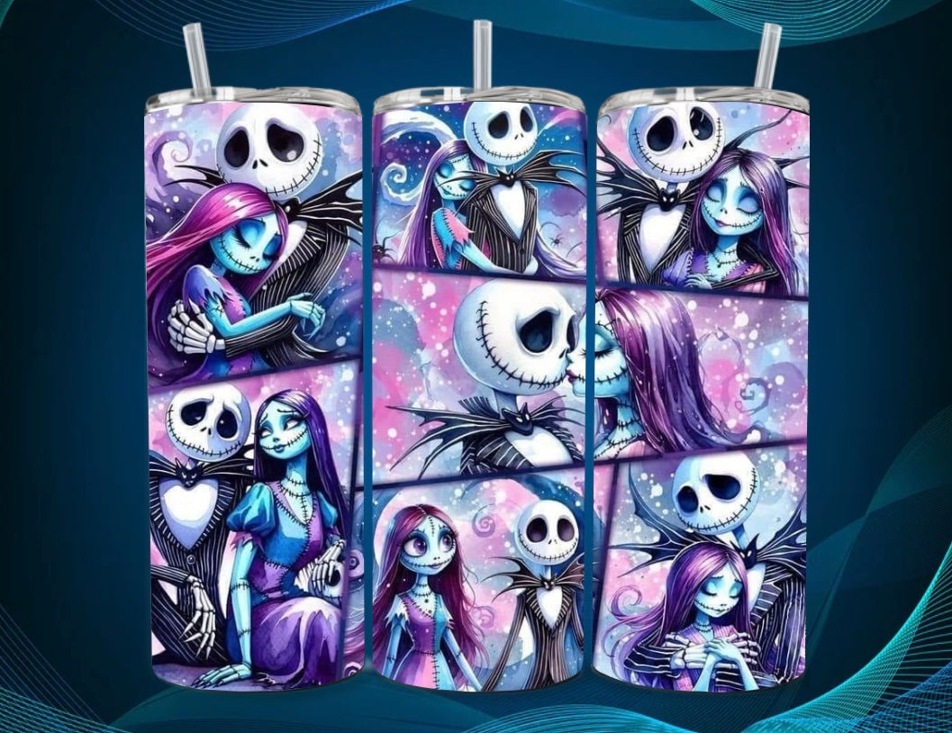 Pastel Skellington Love 20oz stainless steel tumbler