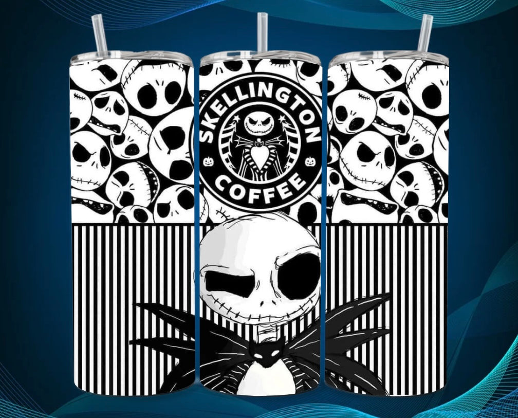 Skellington Coffee Stripes 20oz stainless steel tumbler