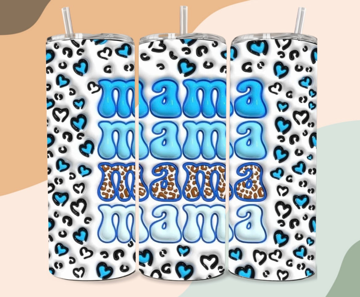 Cheetah Print Blue Mama 20oz tumbler