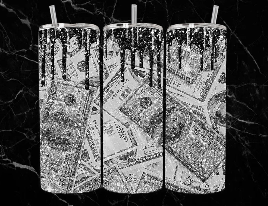 Diamond Cash Black Drip 20oz tumbler