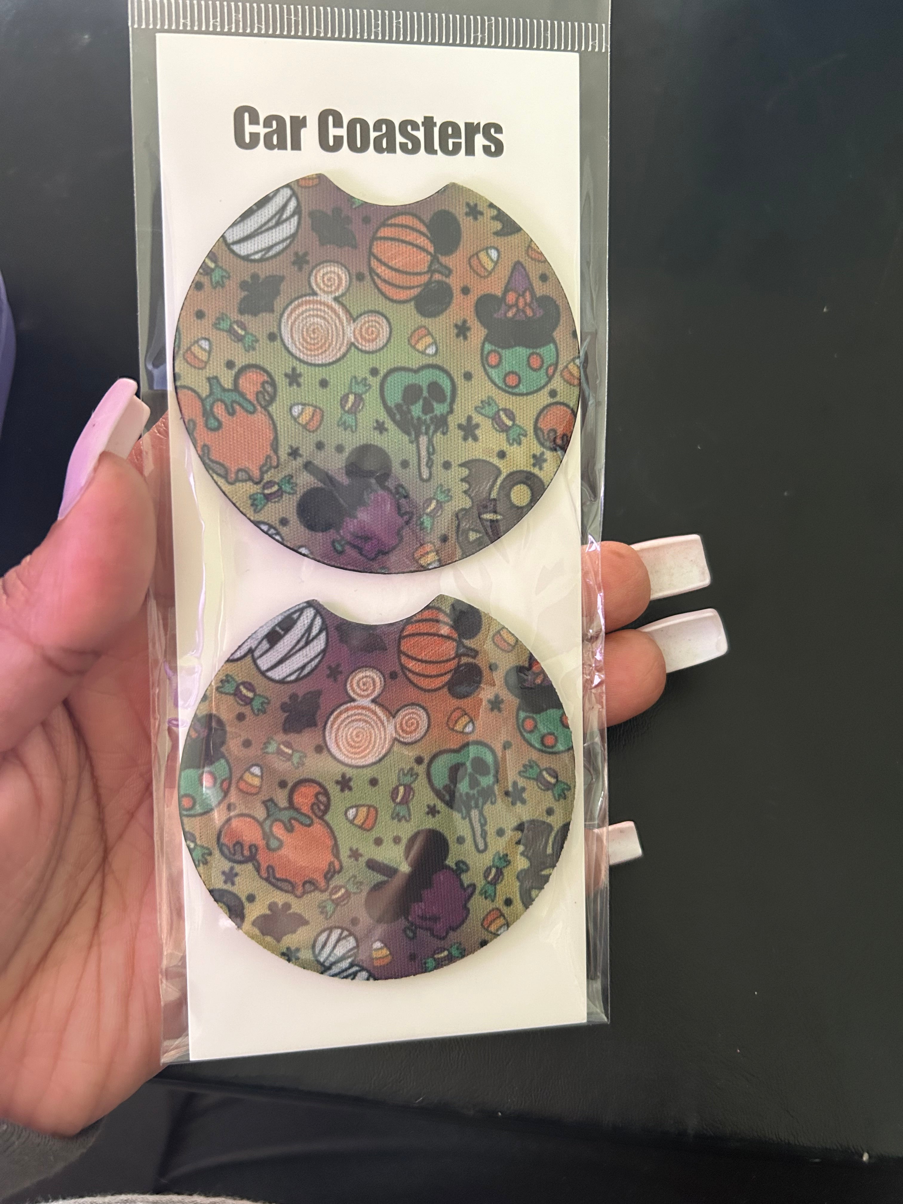 Spooky Treats car coasters