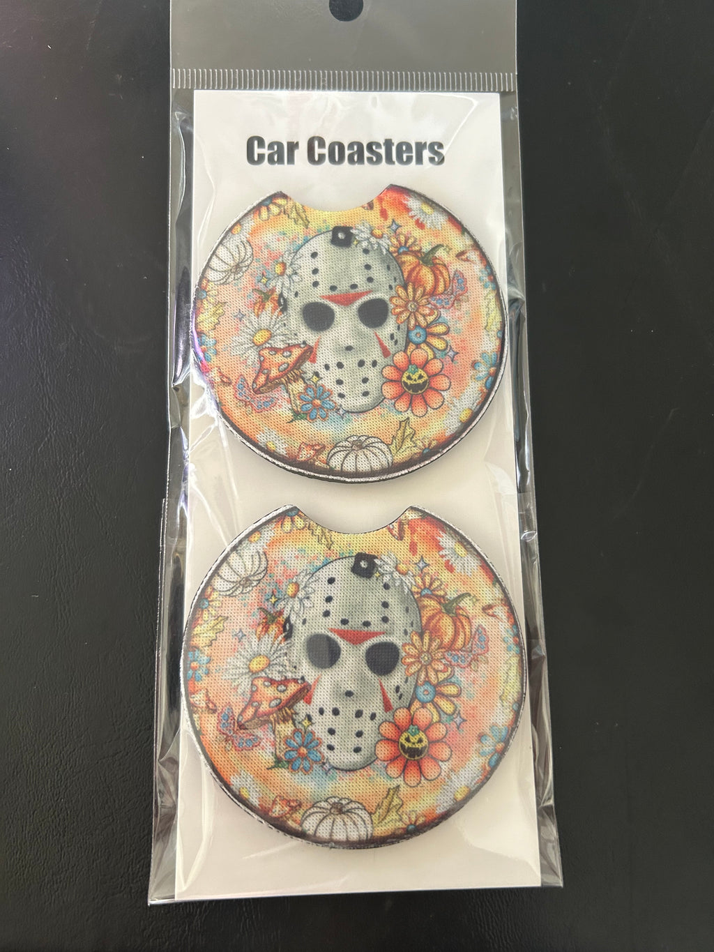 Pretty Horror Hockey Mask car coasters