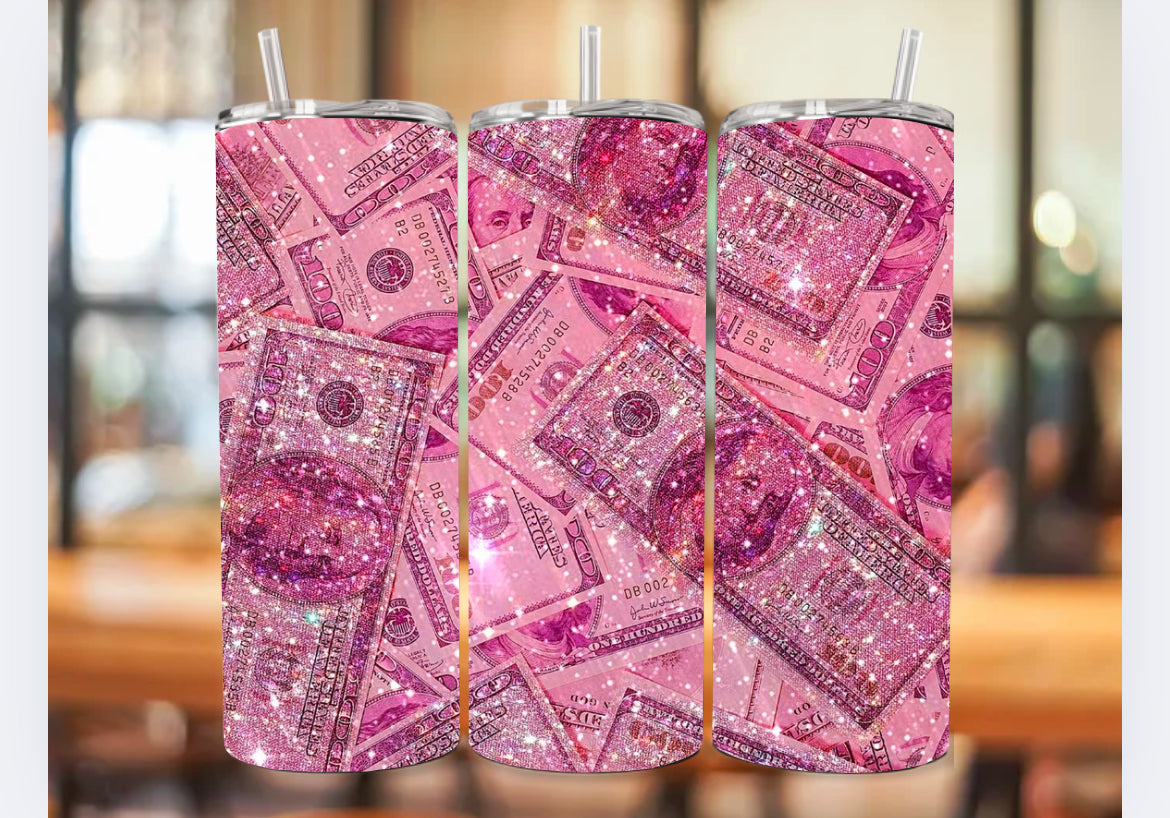 Pink Sparkle Money tumbler