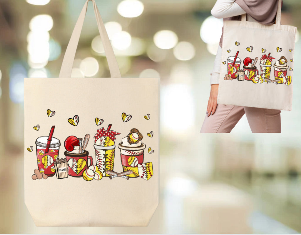 Baseball Softball Coffee Latte Tote Bag