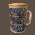 Pray Through it 16oz frosted glass travel mug