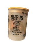 She is me affirmations (16oz frosted glass) Travel mug