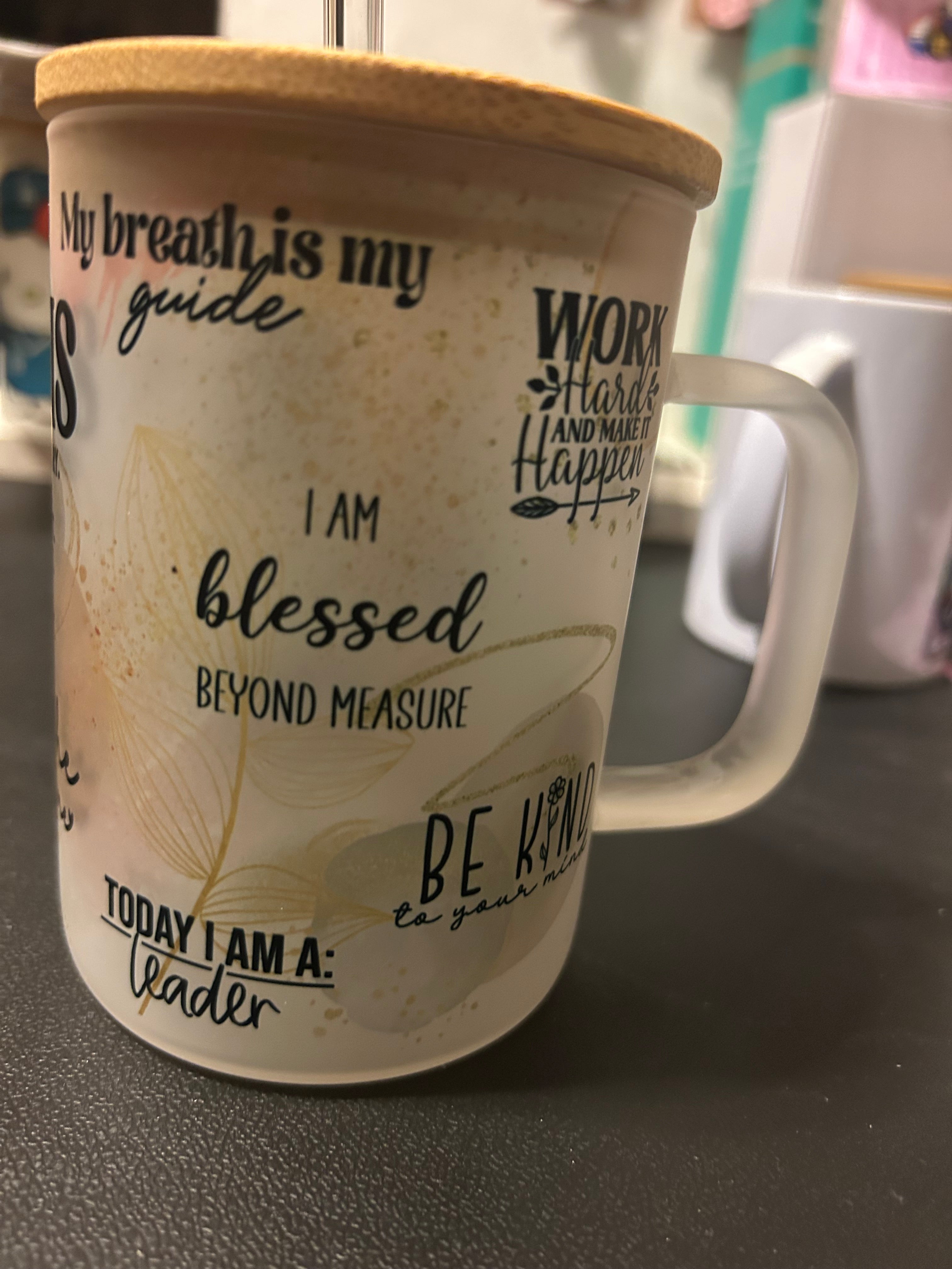 She is me affirmations (16oz frosted glass) Travel mug
