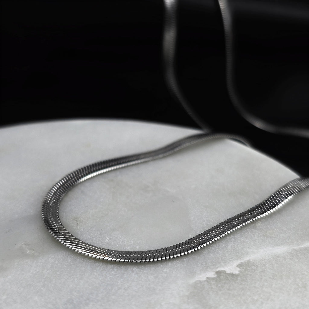 Stainless Steel 3mm Herringbone Link Chain Necklace