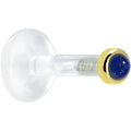 Solid 14K Yellow Gold 2mm Genuine Blue Lapis Lazuli Bioplast Push in Monroe
