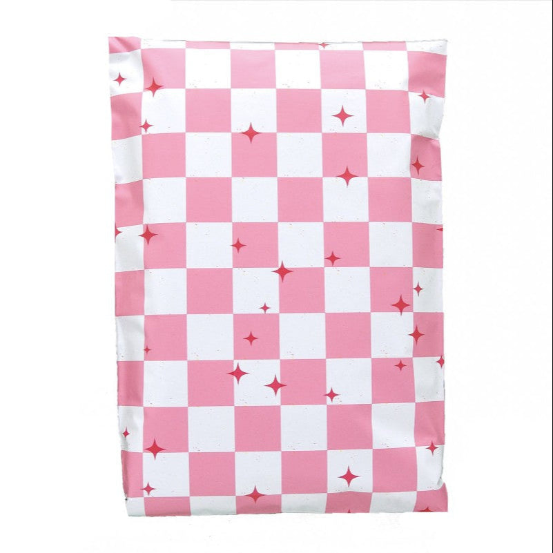 Pink Plaid Poly Mailers Size 7.5x10.5 Colorful Shipping Bags