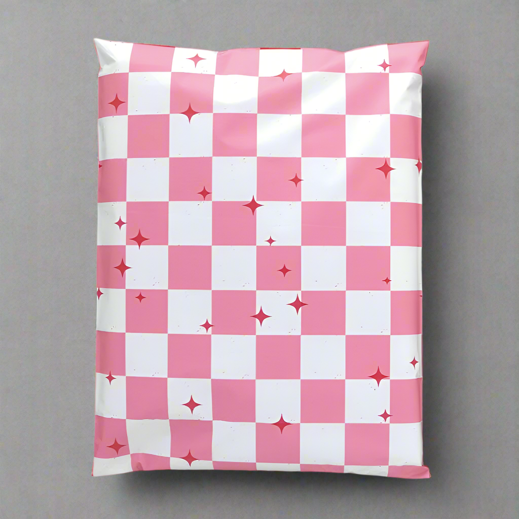 Pink Plaid Poly Mailers Size 7.5x10.5 Colorful Shipping Bags