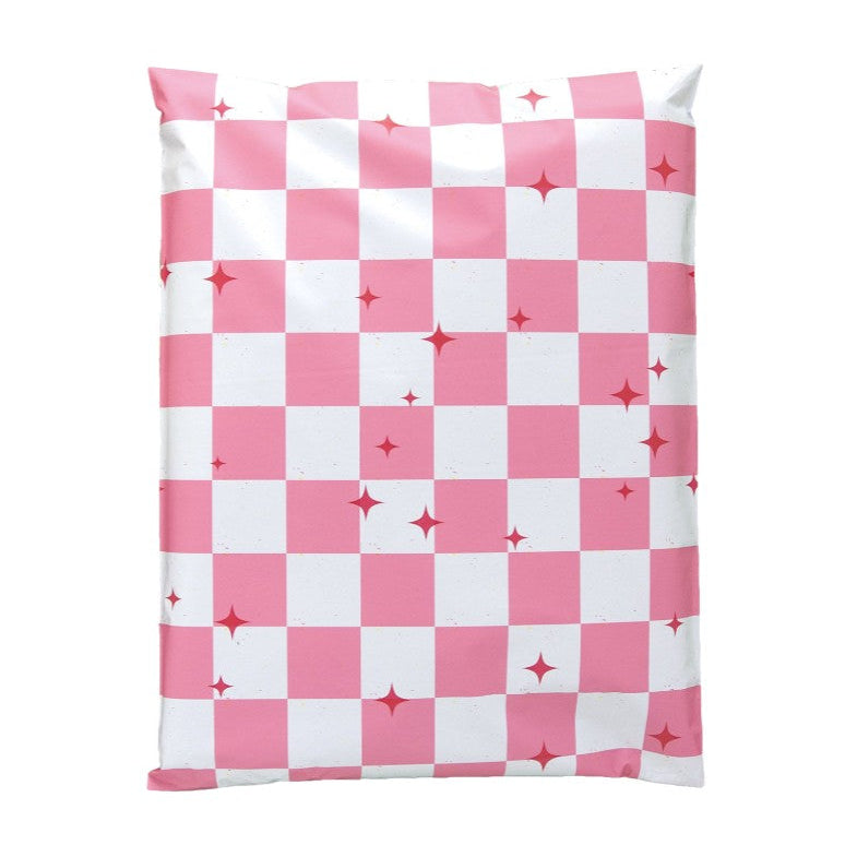 Pink Plaid Poly Mailers Size 7.5x10.5 Colorful Shipping Bags