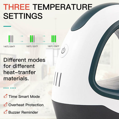 HTVRONT Portable MINI Heat Press Machine T-shirts Printing DIY Easy Heating Transfer Iron On HTV for Clothes Bags Hats Pads