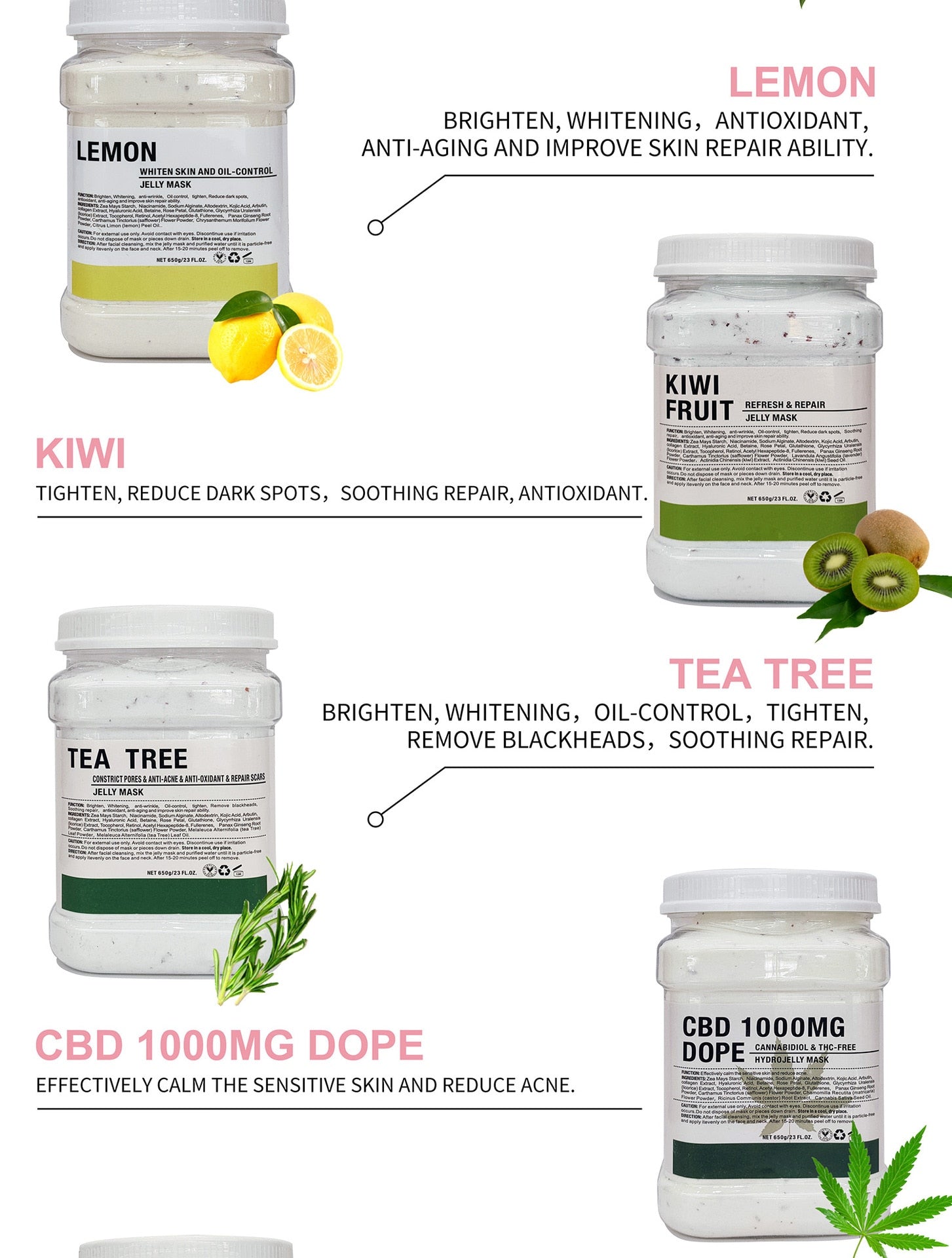 SPA Hydro Jelly Mask Powder Hyaluronic Acid Rubber Petal Rose Peel Off Modeling Moisturizing Facial Mask for Dry Skin Care 650G