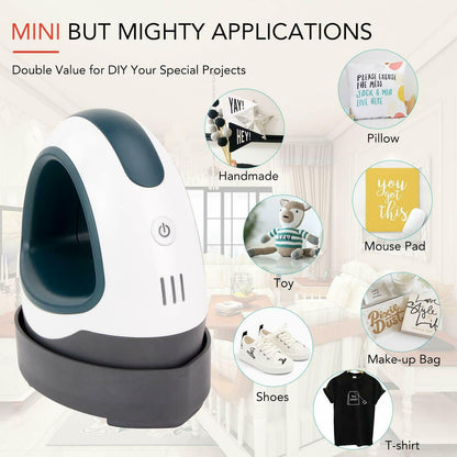 HTVRONT Portable MINI Heat Press Machine T-shirts Printing DIY Easy Heating Transfer Iron On HTV for Clothes Bags Hats Pads