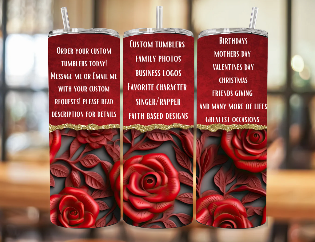 CUSTOM STAINLESS STEEL TUMBLERS (SKINNY 12oz & 20oz)