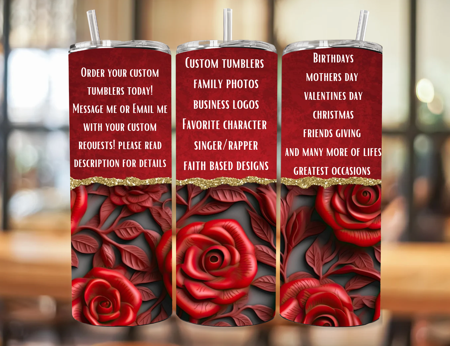 CUSTOM STAINLESS STEEL TUMBLERS (SKINNY 12oz & 20oz)